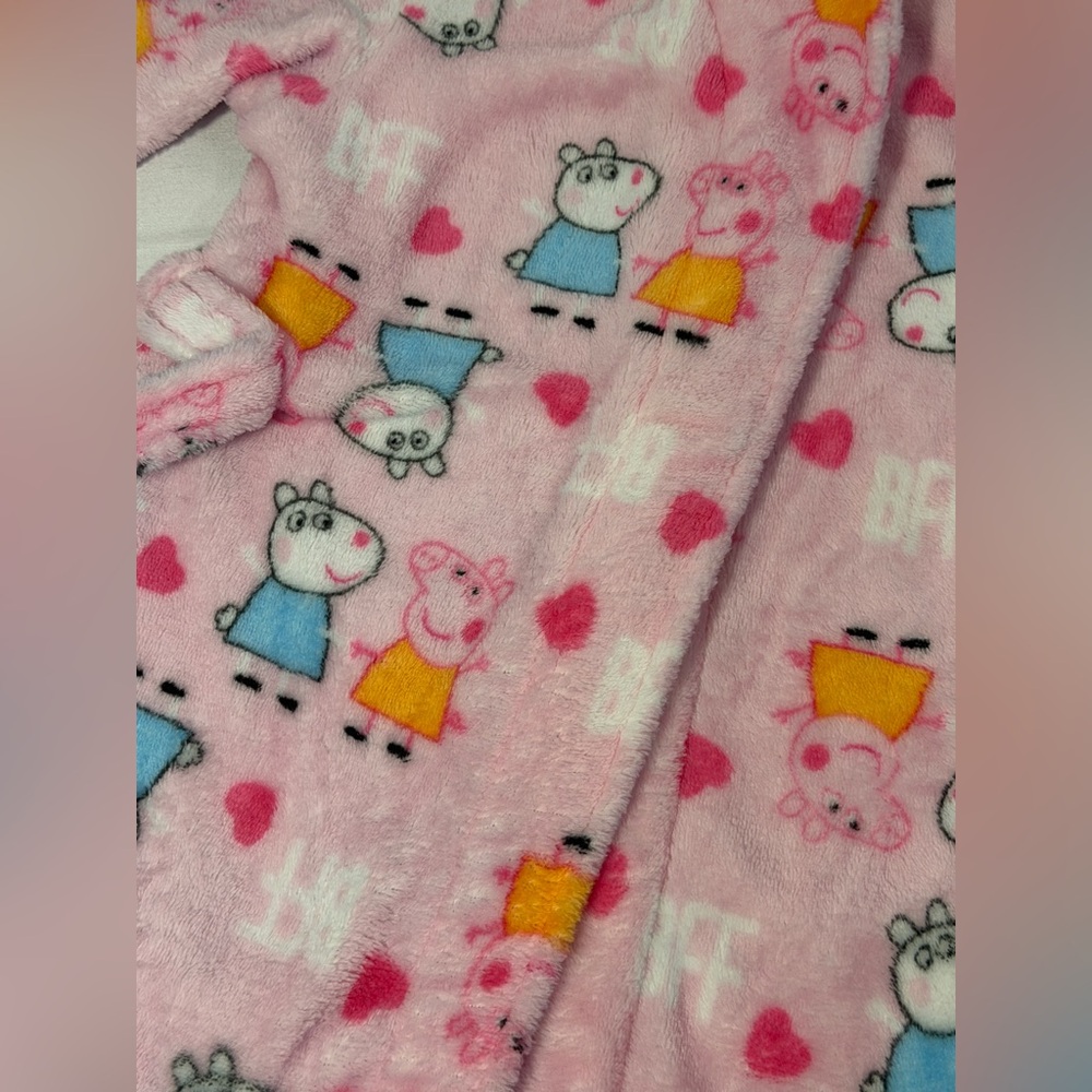 Peppa Pig Girls Robe 4T Pink Fleece Plush Bathrobe Toddler Cartoon Pajama Sleep - Picture 5 of 10